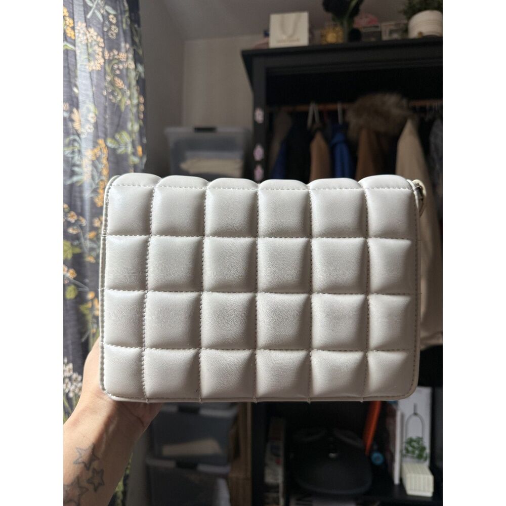 H&M White Padded Woven Crossbody Shoulder Bag